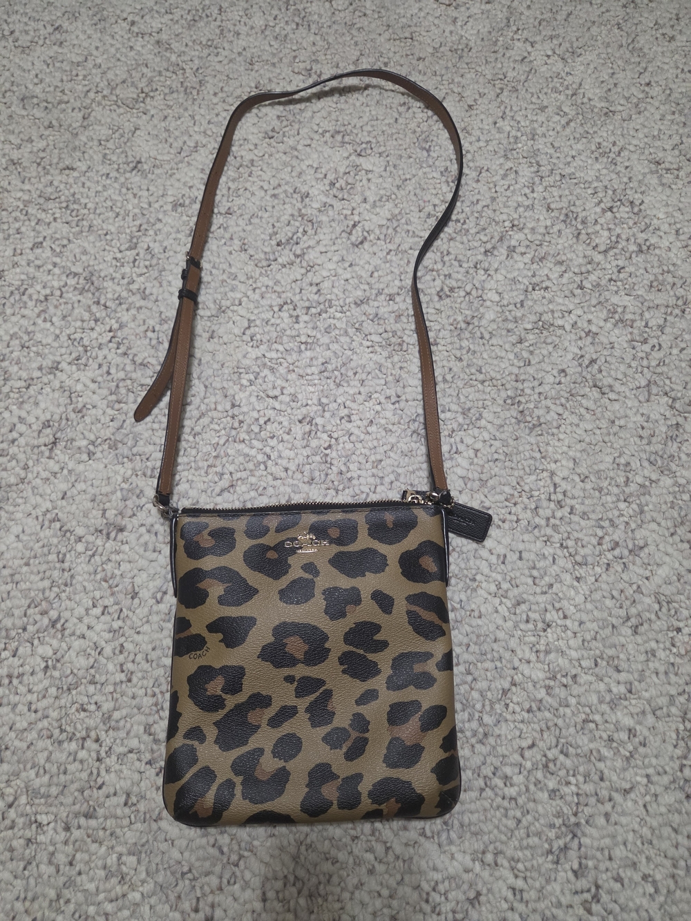 Coach Leopard Print Crossbody Bag in Brown and Black